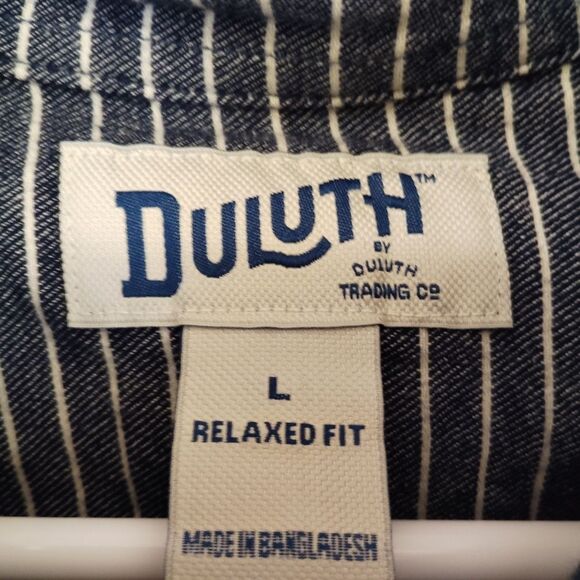 Duluth Trading Long Sleeve Stripe Cotton Button Down SZ Large - Picture 3 of 8